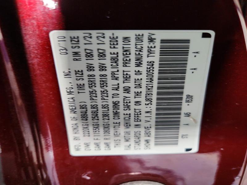 78351405 :رقم المزاد ، 5J8TB1H21AA005546 vin ، 2010 Acura Rdx مزاد بيع