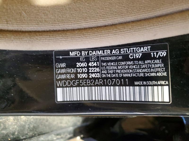 2010 Mercedes-benz C მანქანა იყიდება აუქციონზე, vin: WDDGF5EB2AR107011, აუქციონის ნომერი: 74140605