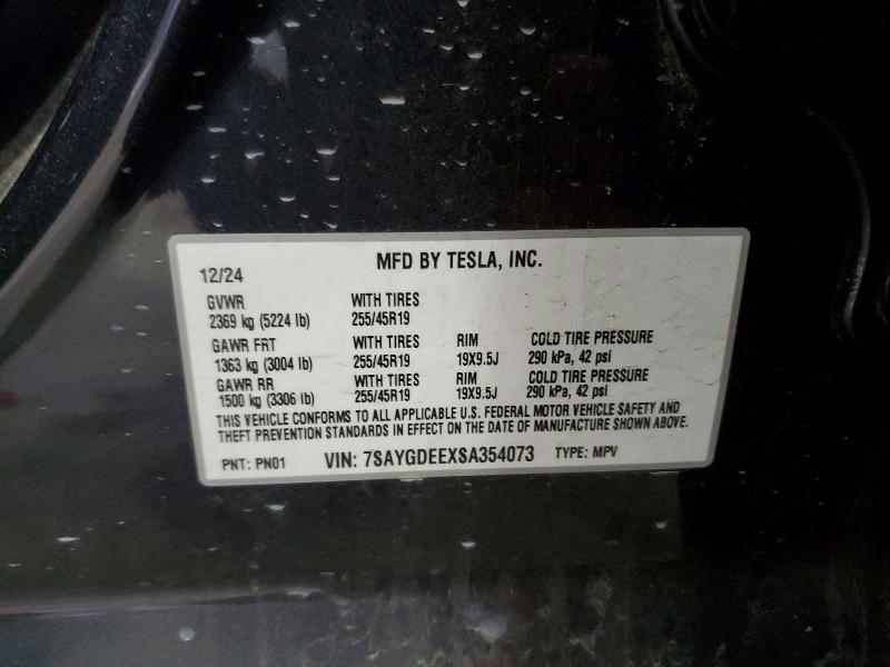 79030475 :رقم المزاد ، 7SAYGDEEXSA354073 vin ، 2025 Tesla Model Y مزاد بيع
