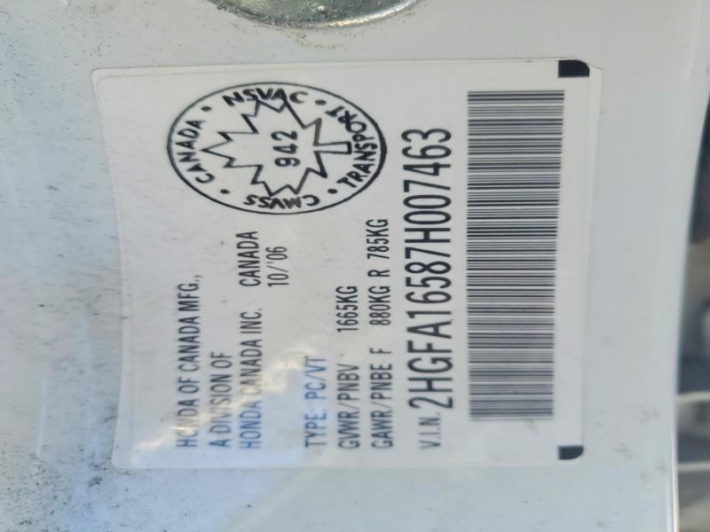 Aukcja sprzedaży 2007 Honda Civic, vin: 2HGFA16587H007463, numer aukcji: 73969775