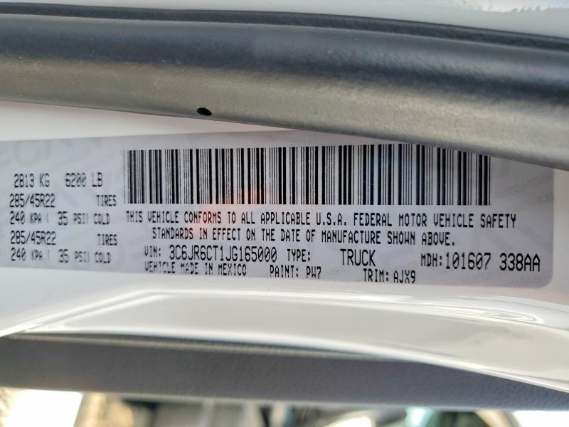 78539015 :رقم المزاد ، 3C6JR6CT1JG165000 vin ، 2018 Ram 1500 مزاد بيع