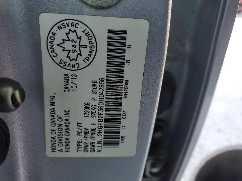 Продажа на аукционе авто 2013 Honda Civic, vin: 2HGFB2F56DH042856, номер лота: 74247325