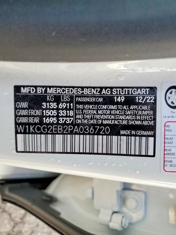 78336955 :رقم المزاد ، W1KCG2EB2PA036720 vin ، 2023 Mercedes-benz Eqs Sedan مزاد بيع