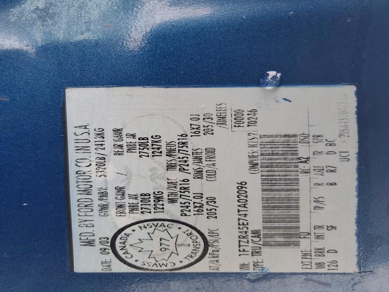 76970105 :رقم المزاد ، 1FTZR45E74TA02096 vin ، 2004 Ford Ranger مزاد بيع