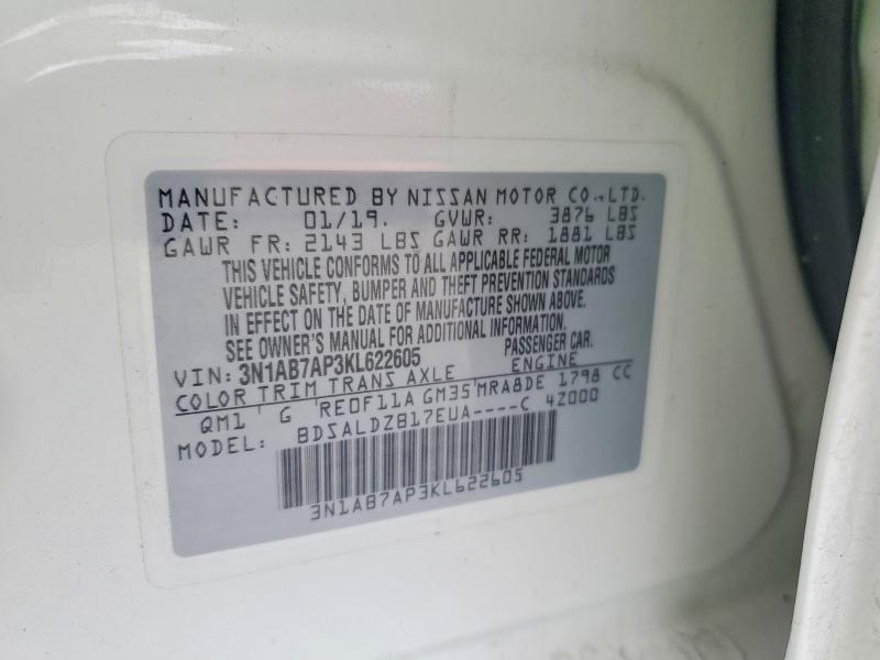 Aukcja sprzedaży 2019 Nissan Sentra, vin: 3N1AB7AP3KL622605, numer aukcji: 77182545
