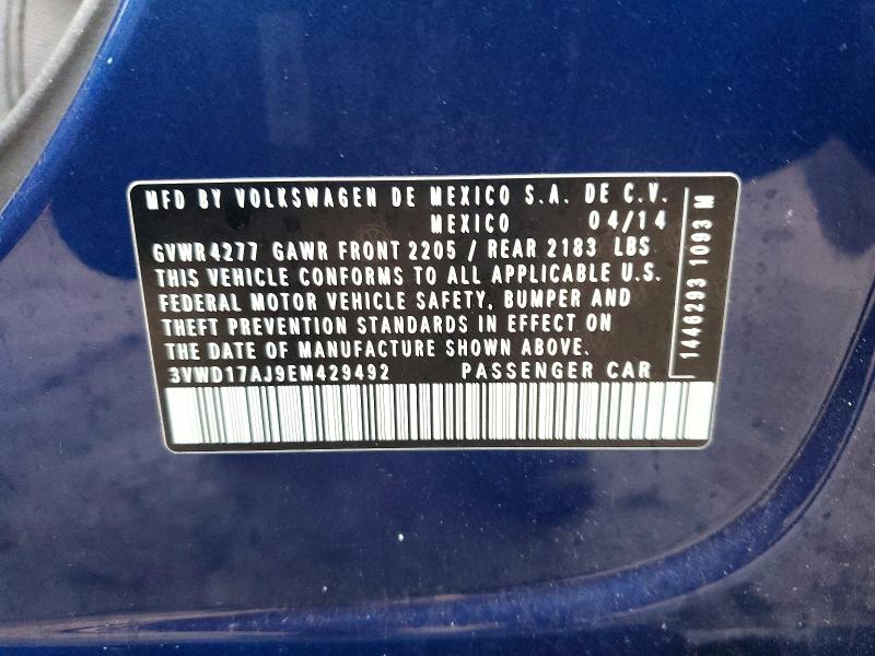 Aukcja sprzedaży 2014 Volkswagen Jetta, vin: 3VWD17AJ9EM429492, numer aukcji: 77892485