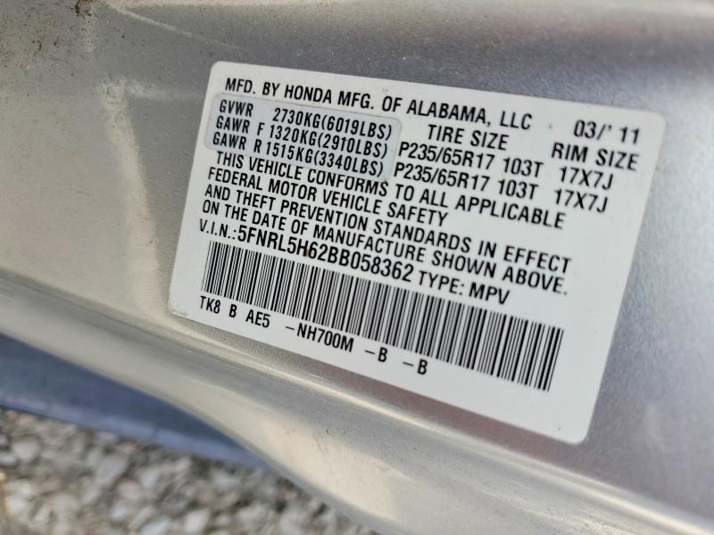 77881035 :رقم المزاد ، 5FNRL5H62BB058362 vin ، 2011 Honda Odyssey مزاد بيع
