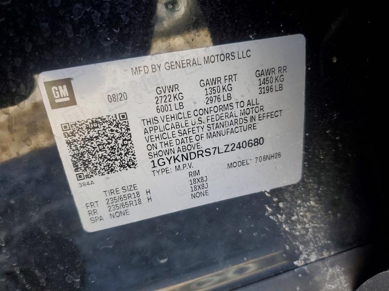 77376945 :رقم المزاد ، 1GYKNDRS7LZ240680 vin ، 2020 Cadillac Xt5 مزاد بيع