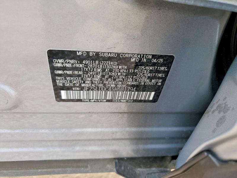 77424225 :رقم المزاد ، JF2SLDDC4SH581794 vin ، 2025 Subaru Forester مزاد بيع