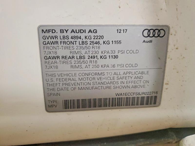 Продаж на аукціоні авто 2018 Audi Q3, vin: WA1ECCFS8JR022715, номер лоту: 78704325