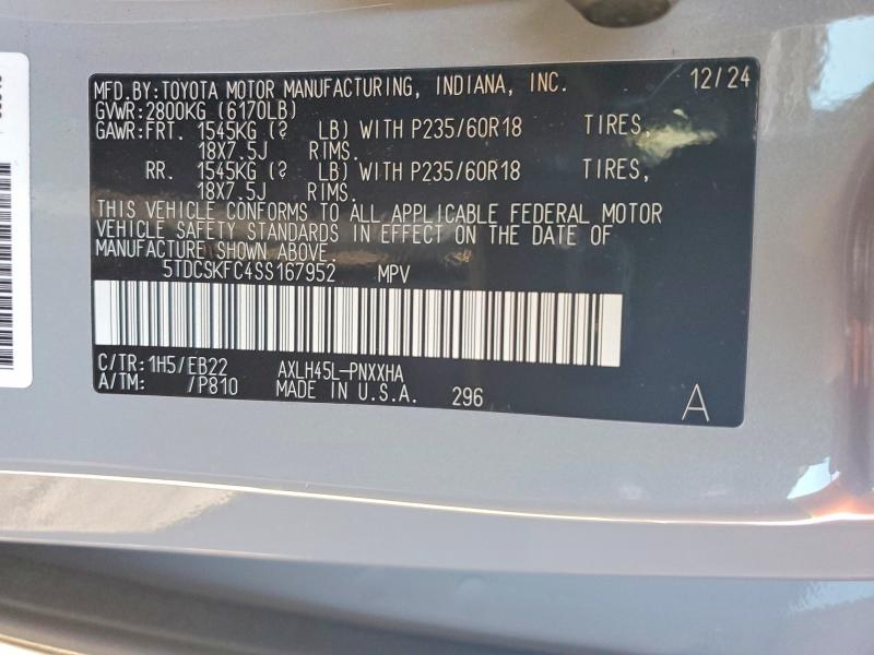 Продажа на аукционе авто 2025 Toyota Sienna, vin: 5TDCSKFC4SS167952, номер лота: 76776225
