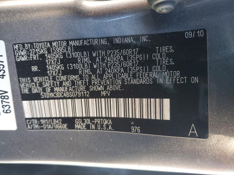 Aukcja sprzedaży 2011 Toyota Sienna, vin: 5TDYK3DC4BS079112, numer aukcji: 52563676