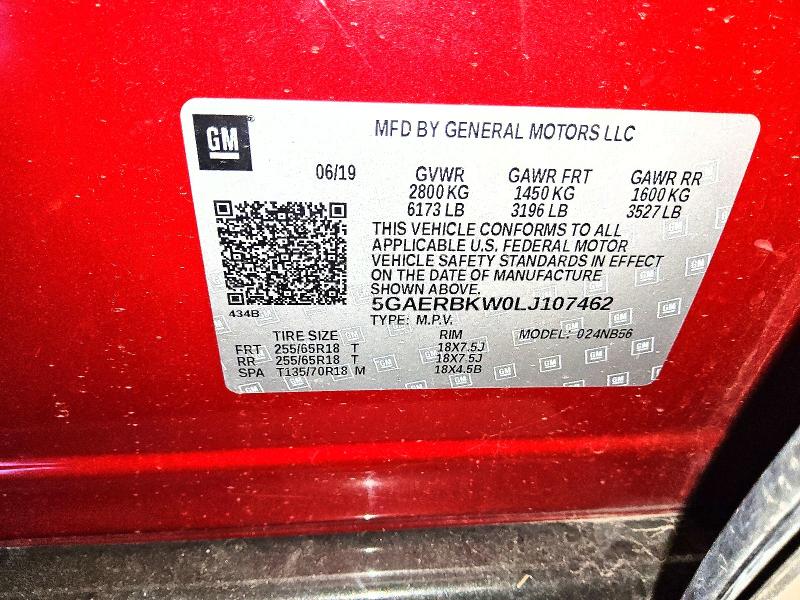 2020 Buick Enclave მანქანა იყიდება აუქციონზე, vin: 5GAERBKW0LJ107462, აუქციონის ნომერი: 78861085