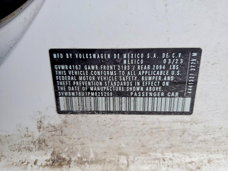 76884695 :رقم المزاد ، 3VWBM7BU1PM025208 vin ، 2023 Volkswagen Jetta مزاد بيع