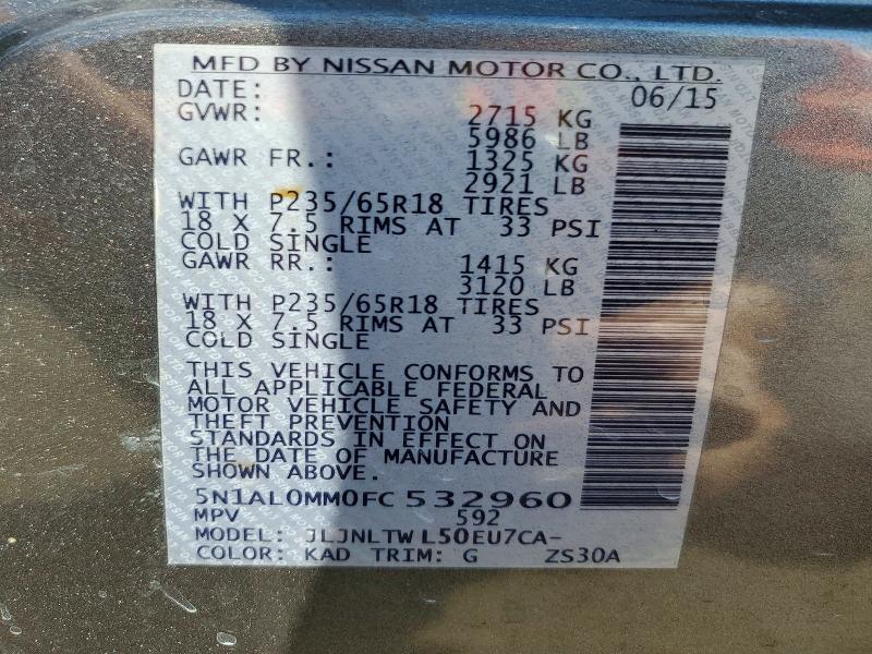 2015 Infiniti Qx60 მანქანა იყიდება აუქციონზე, vin: 5N1AL0MM0FC532960, აუქციონის ნომერი: 79393145