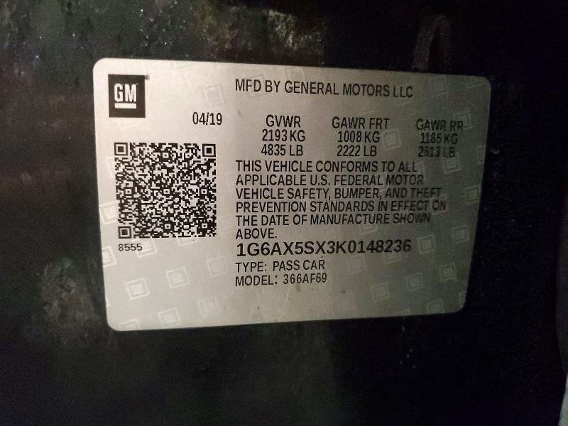 Aukcja sprzedaży 2019 Cadillac Cts, vin: 1G6AX5SX3K0148236, numer aukcji: 74840695