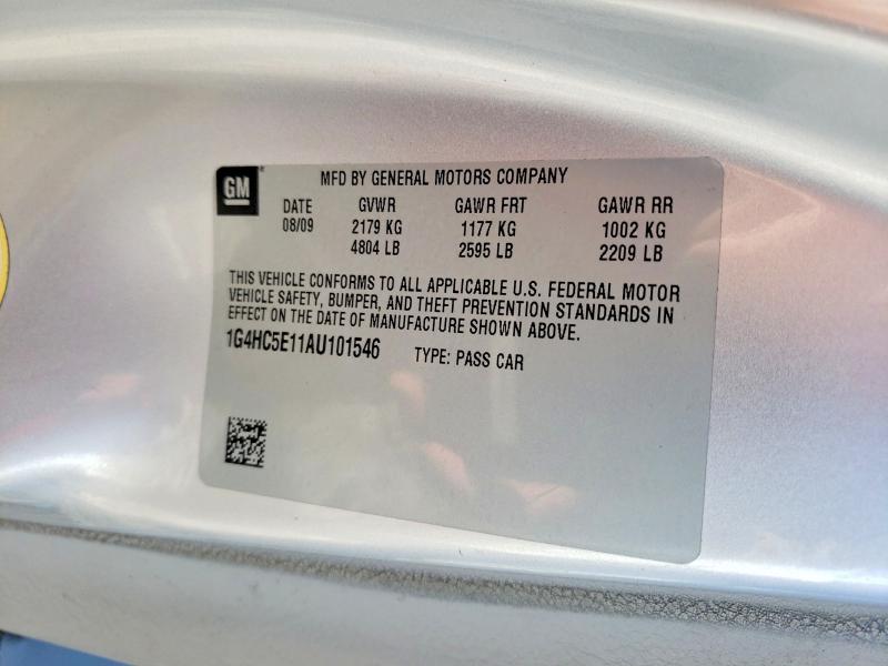 2010 Buick Lucerne მანქანა იყიდება აუქციონზე, vin: 1G4HC5E11AU101546, აუქციონის ნომერი: 76397255