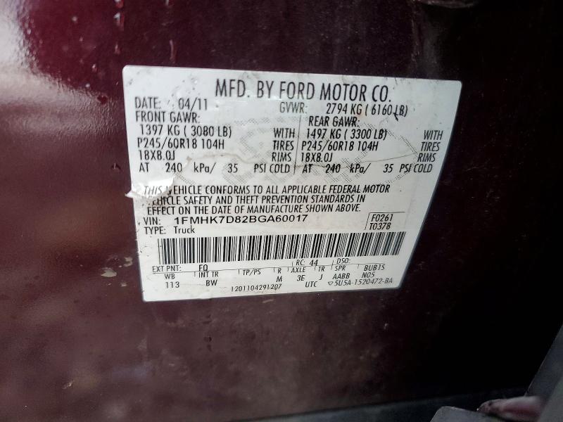 Aukcja sprzedaży 2011 Ford Explorer, vin: 1FMHK7D82BGA60017, numer aukcji: 76999835