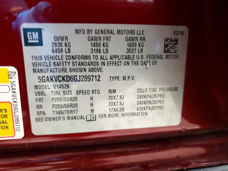 Продажа на аукционе авто 2016 Buick Enclave, vin: 5GAKVCKD6GJ289712, номер лота: 76915325