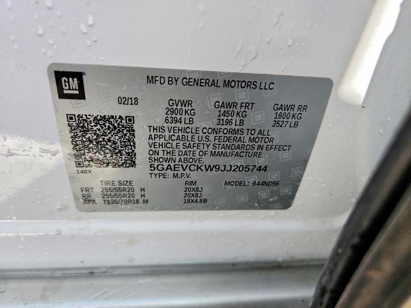 Auction sale of the 2018 Buick Enclave, vin: 5GAEVCKW9JJ205744, lot number: 76665615