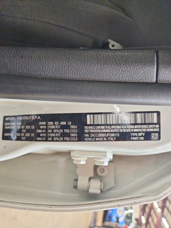 2018 Jeep Renegade L მანქანა იყიდება აუქციონზე, vin: ZACCJBBB5JPG96113, აუქციონის ნომერი: 78069365