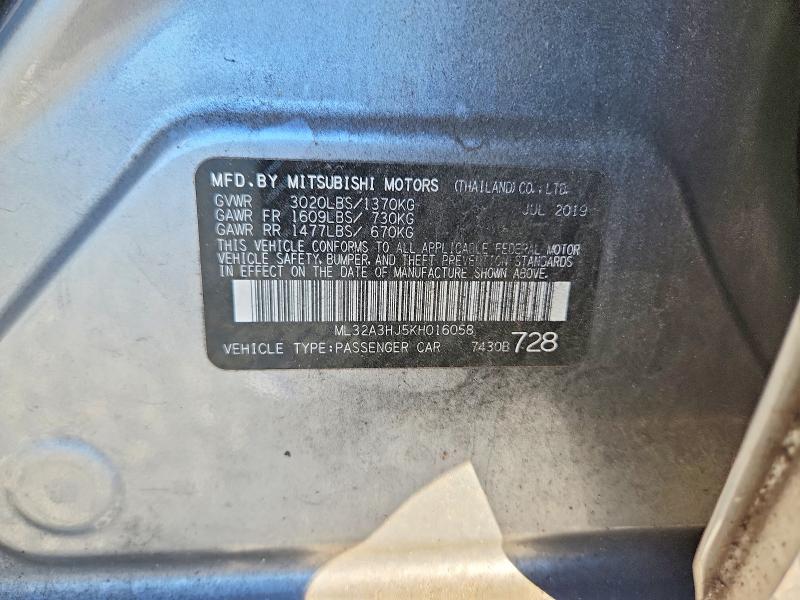 Продаж на аукціоні авто 2019 Mitsubishi Mirage, vin: ML32A3HJ5KH016058, номер лоту: 77562135