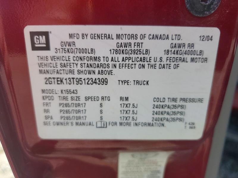 2005 Gmc New Sierra მანქანა იყიდება აუქციონზე, vin: 2GTEK13T951234399, აუქციონის ნომერი: 77739015