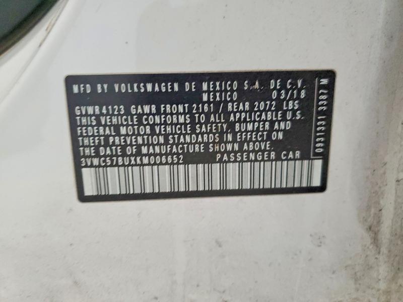 78675865 :رقم المزاد ، 3VWC57BUXKM006652 vin ، 2019 Volkswagen Jetta مزاد بيع