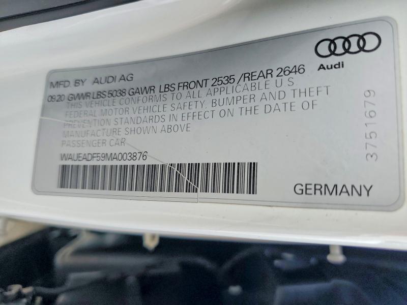 Продажа на аукционе авто 2021 Audi A5, vin: WAUEADF59MA003876, номер лота: 78132125