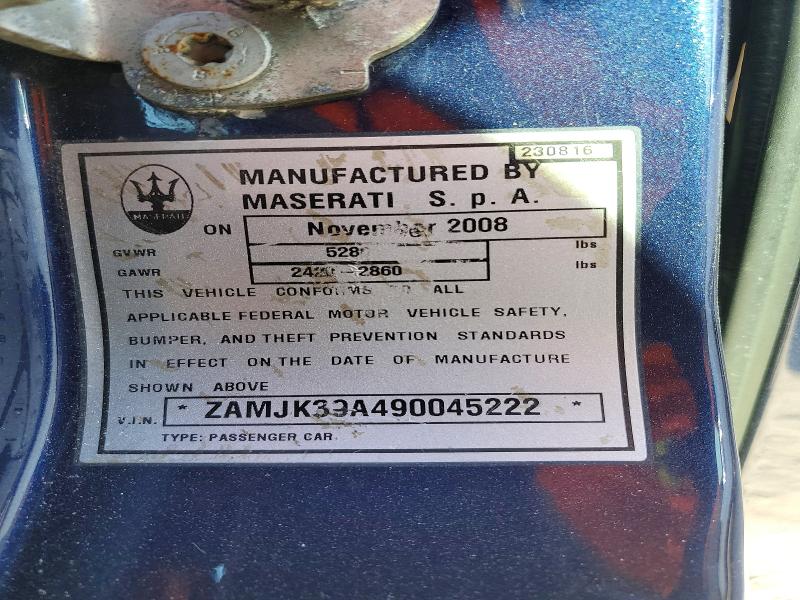 75794005 :رقم المزاد ، ZAMJK39A490045222 vin ، 2009 Maserati Quattroporte مزاد بيع