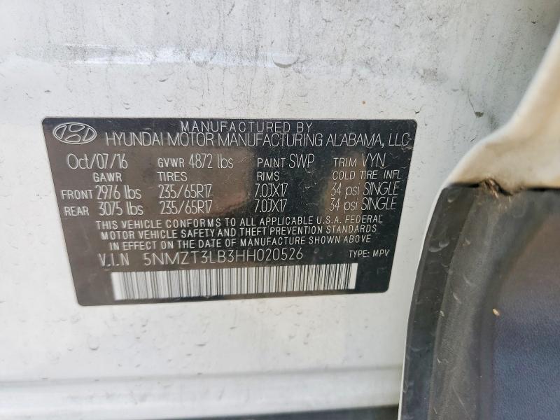 2017 Hyundai Santa Fe Sport მანქანა იყიდება აუქციონზე, vin: 5NMZT3LB3HH020526, აუქციონის ნომერი: 77821445