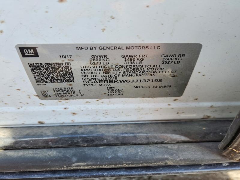 77415815 :رقم المزاد ، 5GAERBKW6JJ132198 vin ، 2018 Buick Enclave مزاد بيع