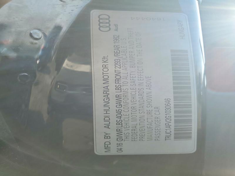 Продаж на аукціоні авто 2016 Audi Tts, vin: TRUC1AFV2G1030646, номер лоту: 77982145