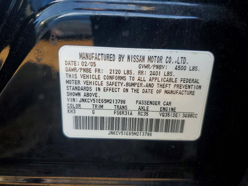 79030385 :رقم المزاد ، JNKCV51E65M213796 vin ، 2005 Infiniti G35 مزاد بيع