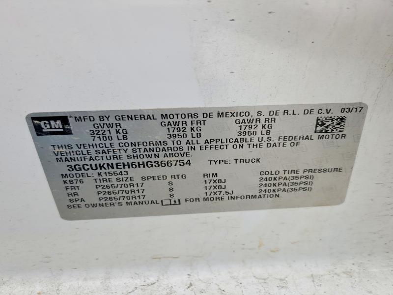 Auction sale of the 2017 Chevrolet Silverado, vin: 3GCUKNEH6HG366754, lot number: 78726355