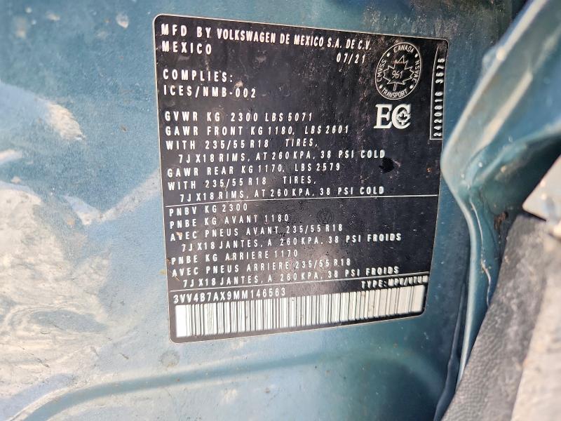 Aukcja sprzedaży 2021 Volkswagen Tiguan, vin: 3VV4B7AX9MM146563, numer aukcji: 76264335