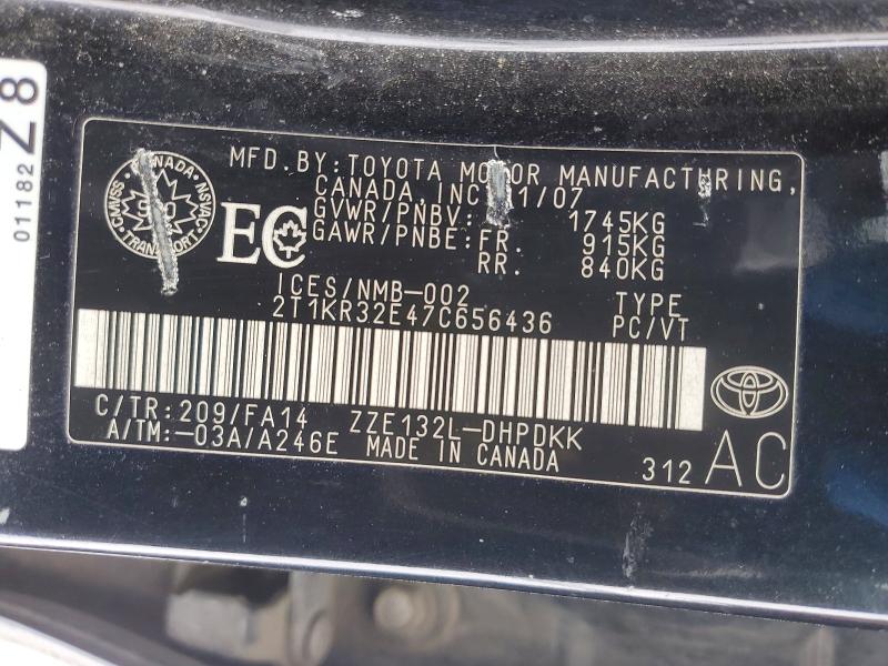 Aukcja sprzedaży 2007 Toyota Corolla Matrix, vin: 2T1KR32E47C656436, numer aukcji: 99750405