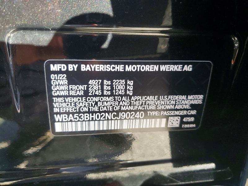 Продажа на аукционе авто 2022 Bmw 530, vin: WBA53BH02NCJ90240, номер лота: 78659805