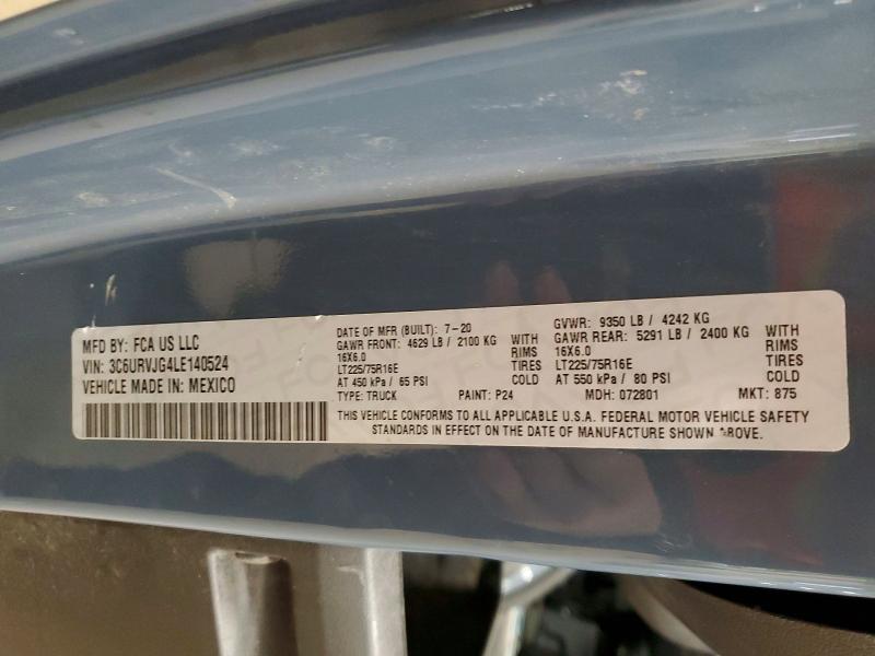 Aukcja sprzedaży 2020 Ram Promaster 3500, vin: 3C6URVJG4LE140524, numer aukcji: 74870025