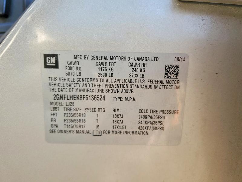 Продаж на аукціоні авто 2015 Chevrolet Equinox, vin: 2GNFLHEK8F6136524, номер лоту: 99782375
