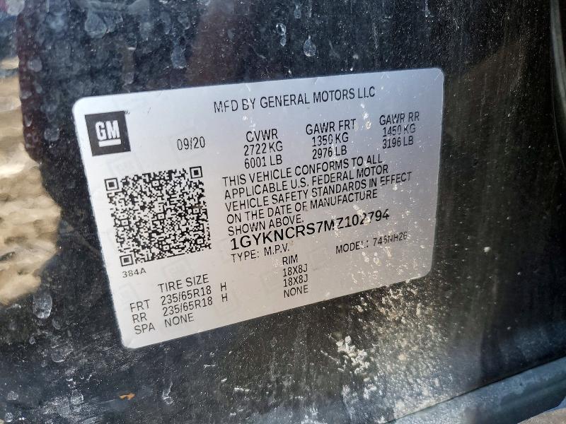 77316765 :رقم المزاد ، 1GYKNCRS7MZ102794 vin ، 2021 Cadillac Xt5 مزاد بيع
