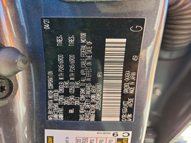 78853345 :رقم المزاد ، JTECU5JR0M5243887 vin ، 2021 Toyota 4runner مزاد بيع