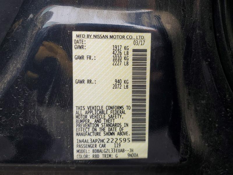 Продажа на аукционе авто 2017 Nissan Altima, vin: 1N4AL3AP2HC222595, номер лота: 74388775