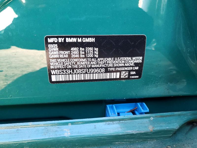 Aukcja sprzedaży 2025 Bmw M3, vin: WBS33HJ08SFU99608, numer aukcji: 75571615