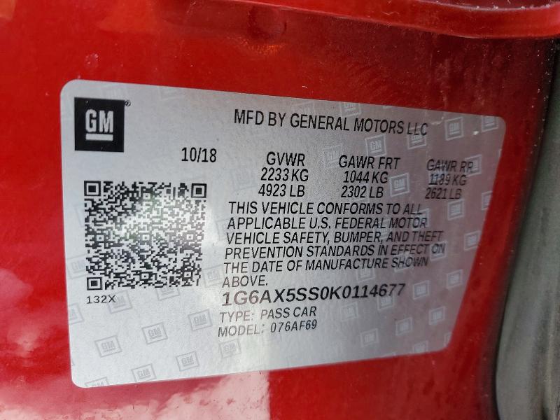 Продажа на аукционе авто 2019 Cadillac Cts, vin: 1G6AX5SS0K0114677, номер лота: 74927495