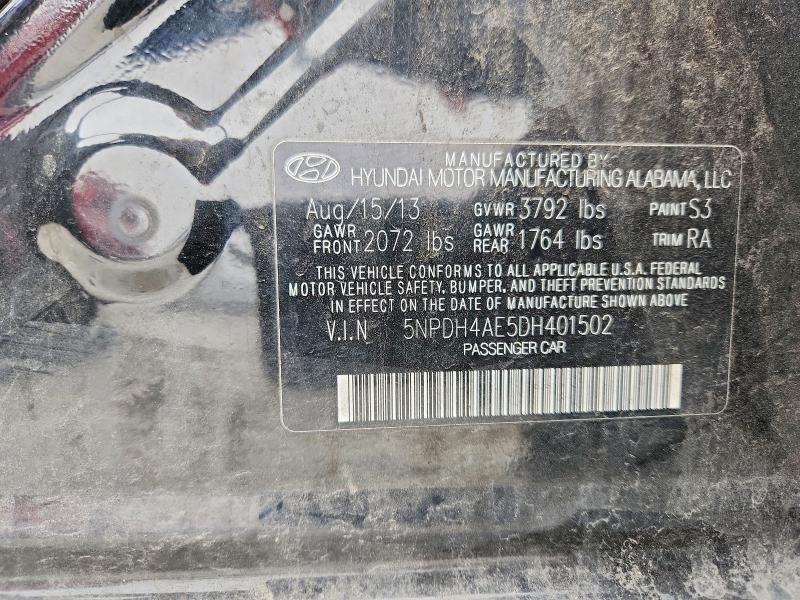 Auction sale of the 2013 Hyundai Elantra, vin: 5NPDH4AE5DH401502, lot number: 78623645