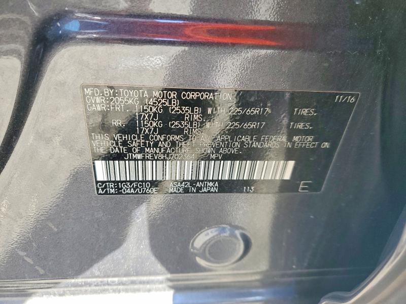 2017 Toyota Rav4 მანქანა იყიდება აუქციონზე, vin: JTMWFREV8HJ702364, აუქციონის ნომერი: 78758285