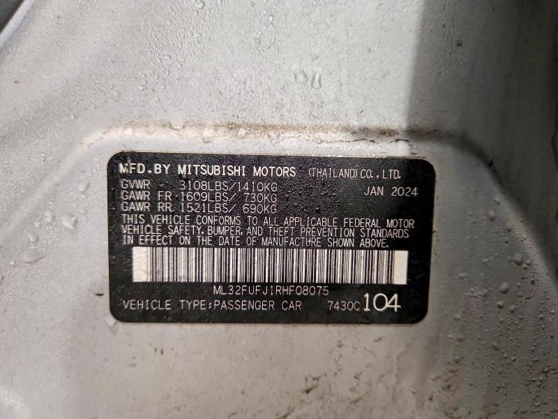 Продаж на аукціоні авто 2024 Mitsubishi Mirage, vin: ML32FUFJ1RHF08075, номер лоту: 75885455