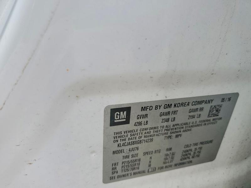 Aukcja sprzedaży 2016 Buick Encore, vin: KL4CJASBXGB714239, numer aukcji: 77540575