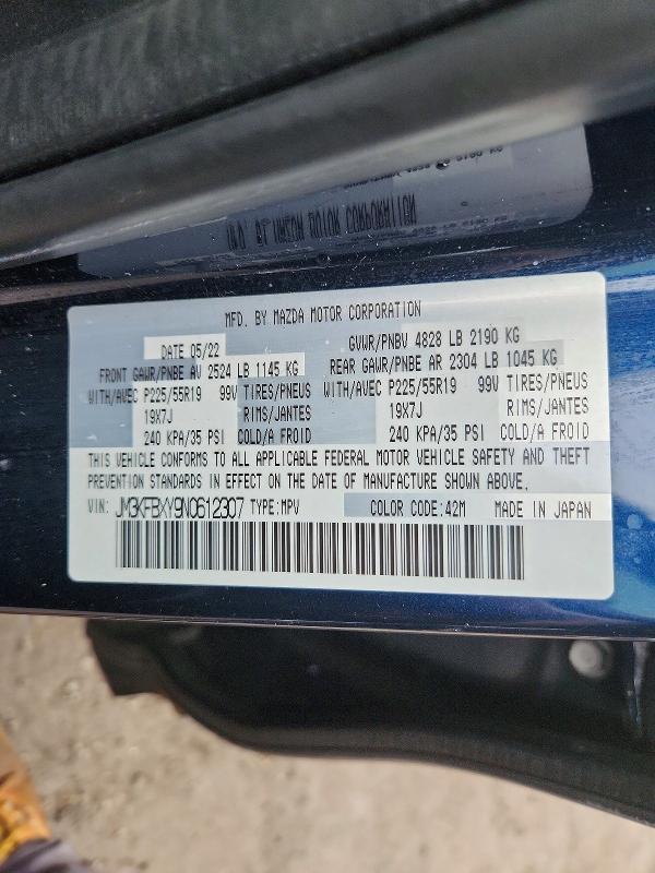 Продаж на аукціоні авто 2022 Mazda Cx-5, vin: JM3KFBXY9N0612307, номер лоту: 77658445